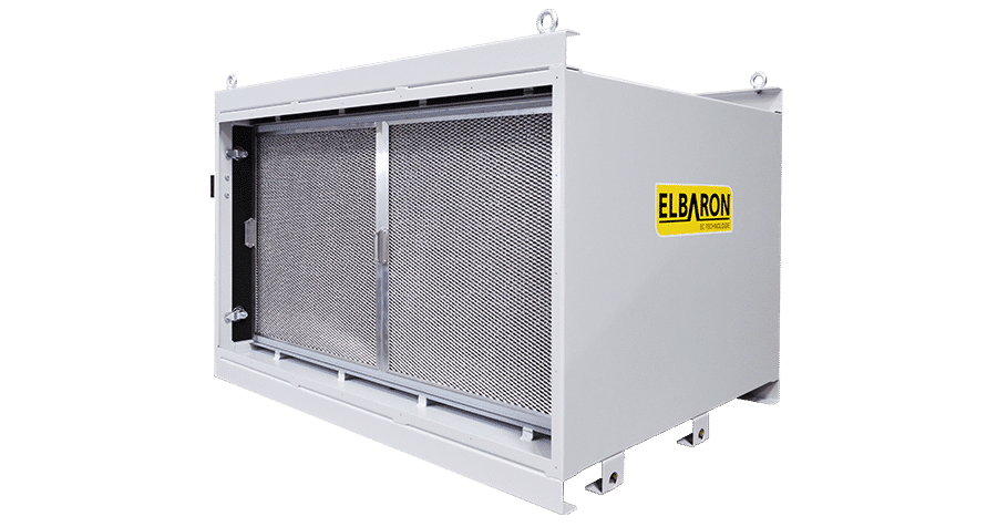 ELBARON® RON5 duct air filter | Application: emulsion mist, oil mist, smoke and aerosols| Filtering method: electrostatic | Extraction capacity: 5000 m³/h | Filter control: digital with ISI-TRONIC
