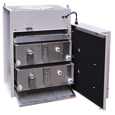 ELBARON® elektrostatisches Luftfiltergerät mit 2 elektrostatischen Filterzellen und Alugestrick-Filtern